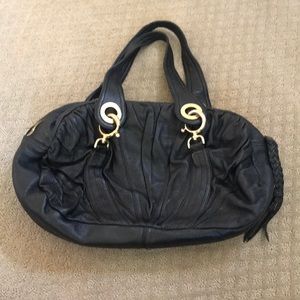 Goldenbleu black leather shoulder bag